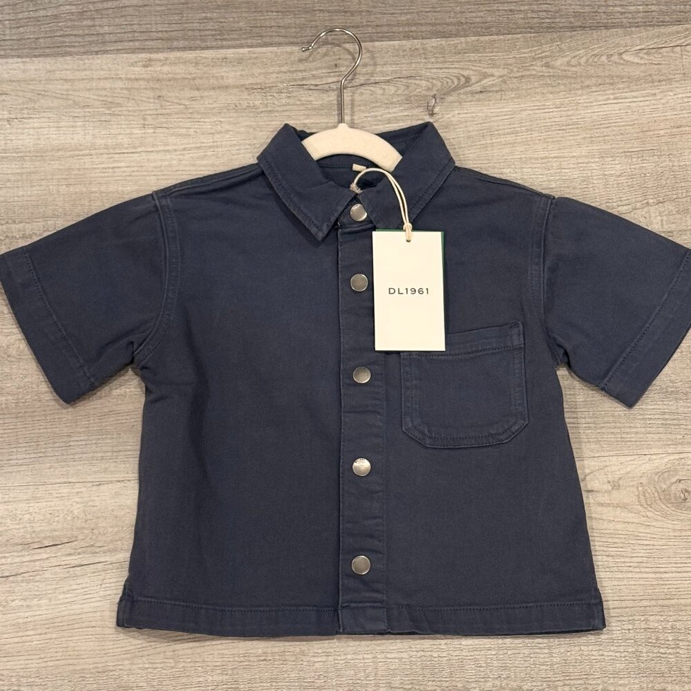 DL1961 Ash Short Sleeve Shirt in Stone Blue